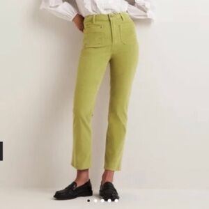 Boden Straight Leg Stretch Corduroy Jeans Patch Pocket Spring Green Size 2